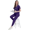 thumbnail image 3 of Niaahinn Women's Scrubs Set - V-Neck Top & Drawstring Jogger Scrub Pant for Nursing Uniforms, 9 colors, 3 of 8