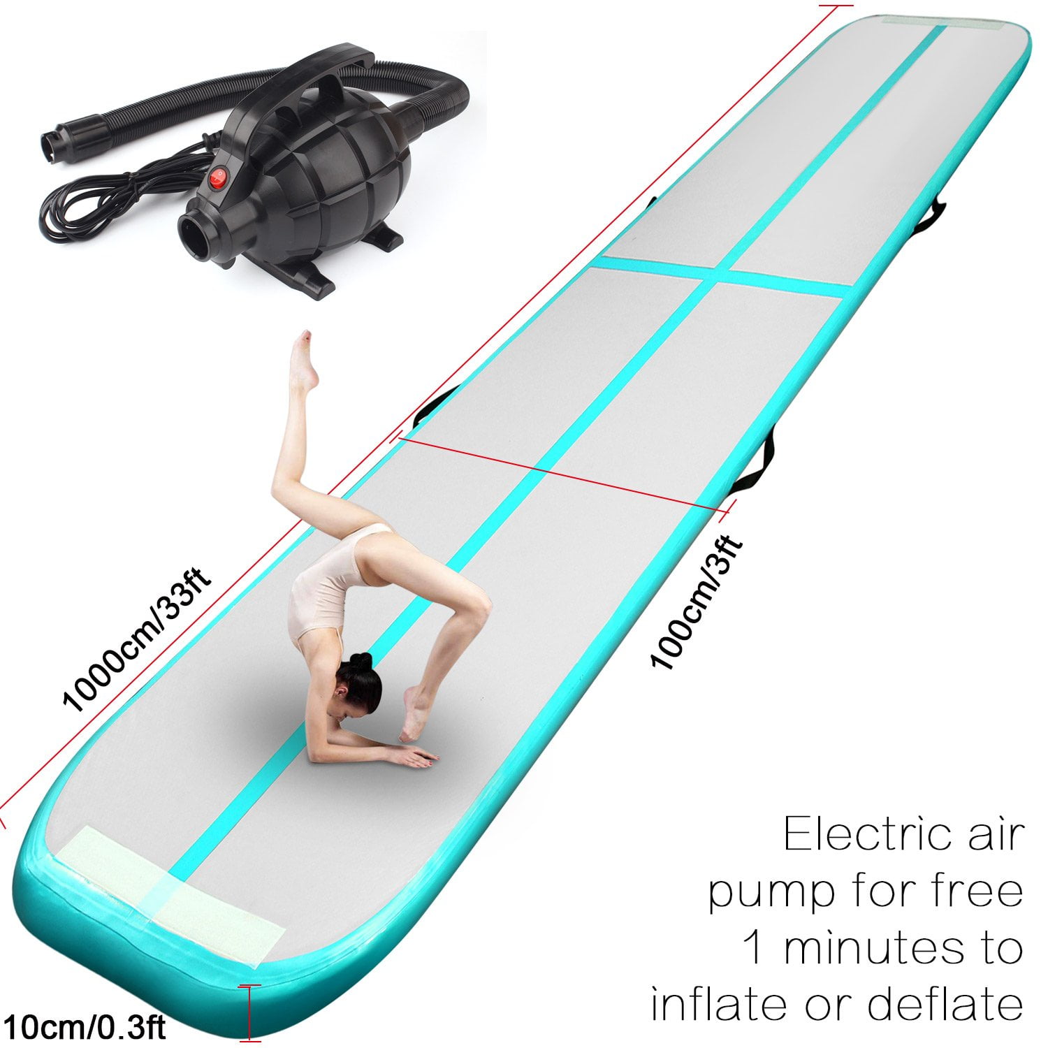 VEVOR Mat Inflatable Air Tumbling Track Cheer avec pompe Tapis Gymnastique