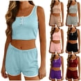 thumbnail image 7 of 2 Piece Loungewear for Women Summer Casual Homewear Sleeveless Crop Tank Top and Shorts Sets Pjs Sleepwear (XL, Khaki), 7 of 7