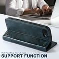 thumbnail image 2 of Case for iPhone 16e, Magnetic Matte Premium PU Leather Stand Flip Cover with Card Slots and Wallet, Shockproof and Full Body Protection Compatible with iPhone 16e - Blue, 2 of 6