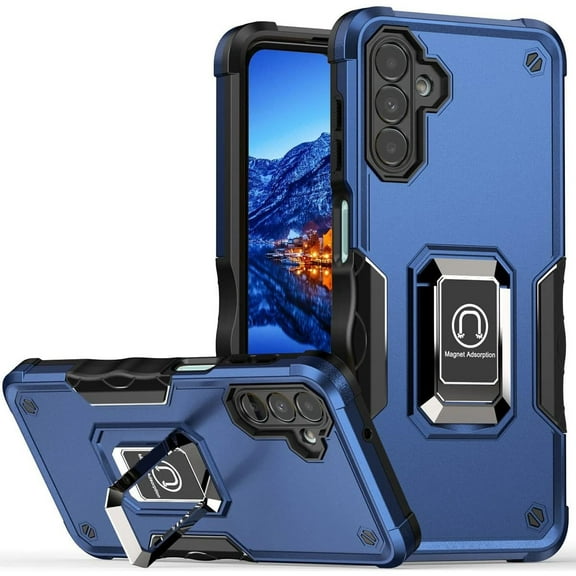 Military Grade Shockproof Hybrid Armor Case with Ring Grip for Samsung Galaxy A14 5G - Blue