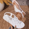 thumbnail image 3 of Xucatan Women's Floral Applique Flat Sandals, Lace Embellished Thong Beach Shoes with Rhinestone Accent, Adjustable Slingback Strap Casual Summer Footwear, Bohemian Design for Spring Outdoor Gift, 3 of 8