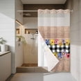 thumbnail image 4 of Spring Flowers No Hook Shower Curtain with Snap in Liner Watercolor Pink Yellow Purple Floral Black Plaid Brown Wood Grain Waterproof Bathroom Shower Curtain with See Through Top Window 54" x 78", 4 of 9