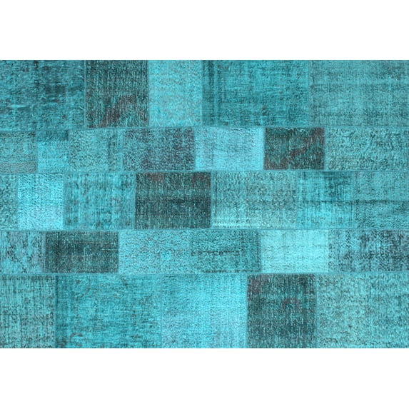 Ahgly Company Indoor Rectangle Patchwork Light Blue Transitional Area Rugs, 3' x 5'