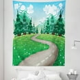 thumbnail image 1 of Spring Tapestry, Clear Blue Sky Landscape Spring Flowers and Pathway Among Pine Trees, Fabric Wall Hanging Decor for Bedroom Living Room Dorm, 5 Sizes, Hunter Green Pale Blue, by Ambesonne, 1 of 1