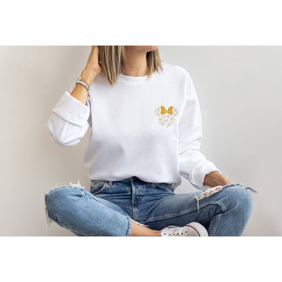 Moonlight Apparel Embroidered Floral Heart Bow Sweatshirt for Women Stitched Design Not Printed Minimalist Casual Crewneck Pullover