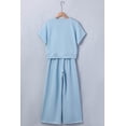 thumbnail image 3 of Women's Mist Blue Casual Tee & Wide Leg Pants Set – Effortless Summer Style, XL, 3 of 12