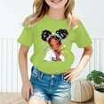 thumbnail image 2 of Tfken Toddler Girl Kids T-Shirts Crew Neck Short Sleeve Tops Cartoon Character Print Quick Dry Quick Dry Girls Tee Light Green Size 3-4 Years, 2 of 5