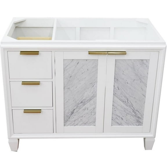 Trento 42" Single Sink Solid Wood Vanity with Right Door in White