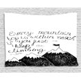 thumbnail image 1 of Motivational Tapestry, Sketchy Mountains Hand Writing Style Letters Purpose Determination Success, Wall Hanging for Bedroom Living Room Dorm Decor, 80W X 60L Inches, Black White, by Ambesonne, 1 of 2