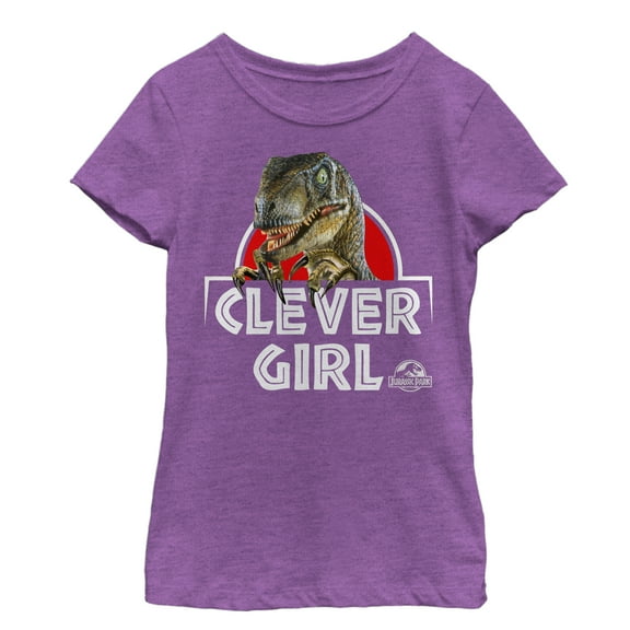 Girl's Jurassic Park Clever Girl Raptor  Graphic Tee Purple Berry Small