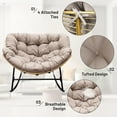 thumbnail image 4 of Thickened Waterproof Papasan Rocking Chair Cushion – 6.3'' Egg Chair Cushions with Secure Ties, Fade-Resistant & Weatherproof for Indoor/Outdoor Use , Fits Rattan Wicker Hammock Chairs (Only Cushion), 4 of 7