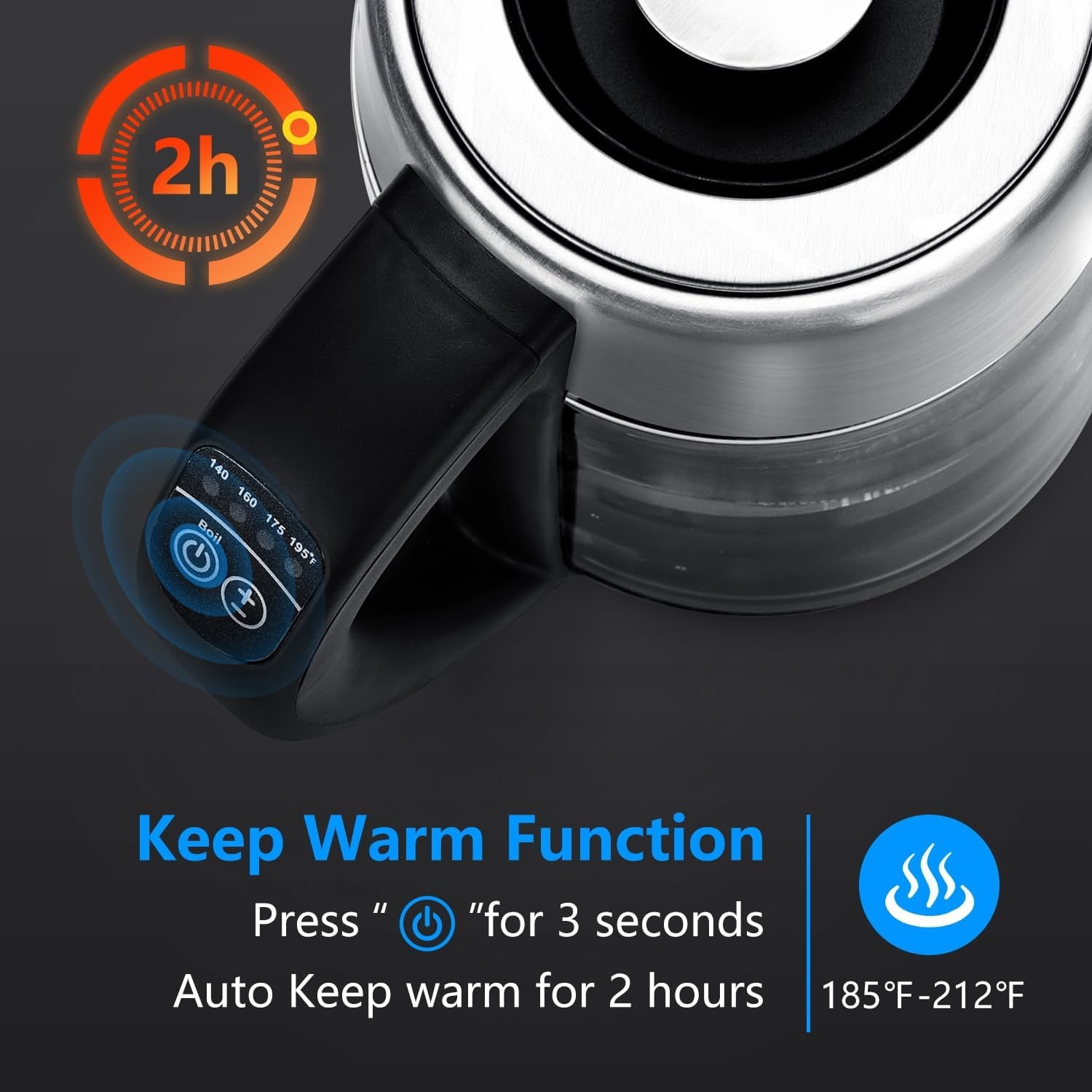 Electric Kettle, Tea Kettle with Temperature Control and Tea Infuser, 1500W Hot Water Kettle with Variable Temperature, Keep Warm Function, LED Indicator Light Change, Auto Shut-Off, 1.7L