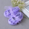 thumbnail image 2 of NOKIO Baby Girls Mary Jane Flats with Bowknot Flowers Princess Wedding Dress Ballet Shoes Non-Slip Toddler First Walkers Newborn Crib Shoes Baby Girls Soft Soled Princess Shoes, 2 of 6