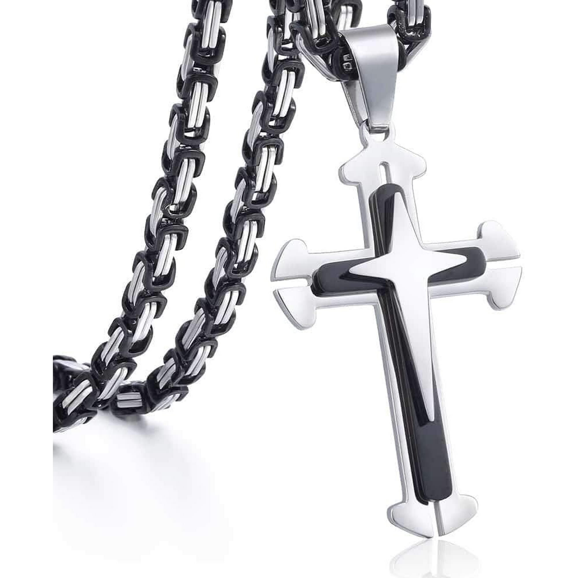 ペンダント Cross Pendant Necklace Mens Boys Stainless Steel Gold Silver