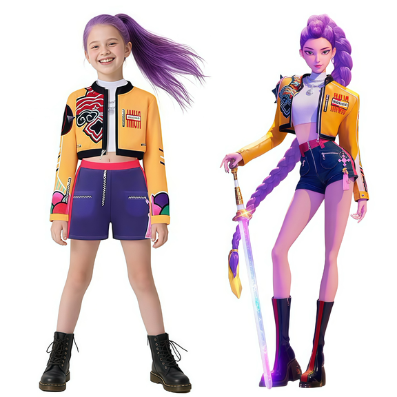 Aovd 2026 New Girls Pop Singer Cos Outfit Set for Party Theme Dress Up Birthday Gifts Pop Singer Pendant Dance Stage Outfits Set(120)