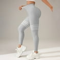 thumbnail image 4 of Women's Striped Outdoor Sports Leggings High Waisted And Lifting Yoga Clothes Quick Drying Running Sports And Fitness Pants(M, Light Gray), 4 of 9