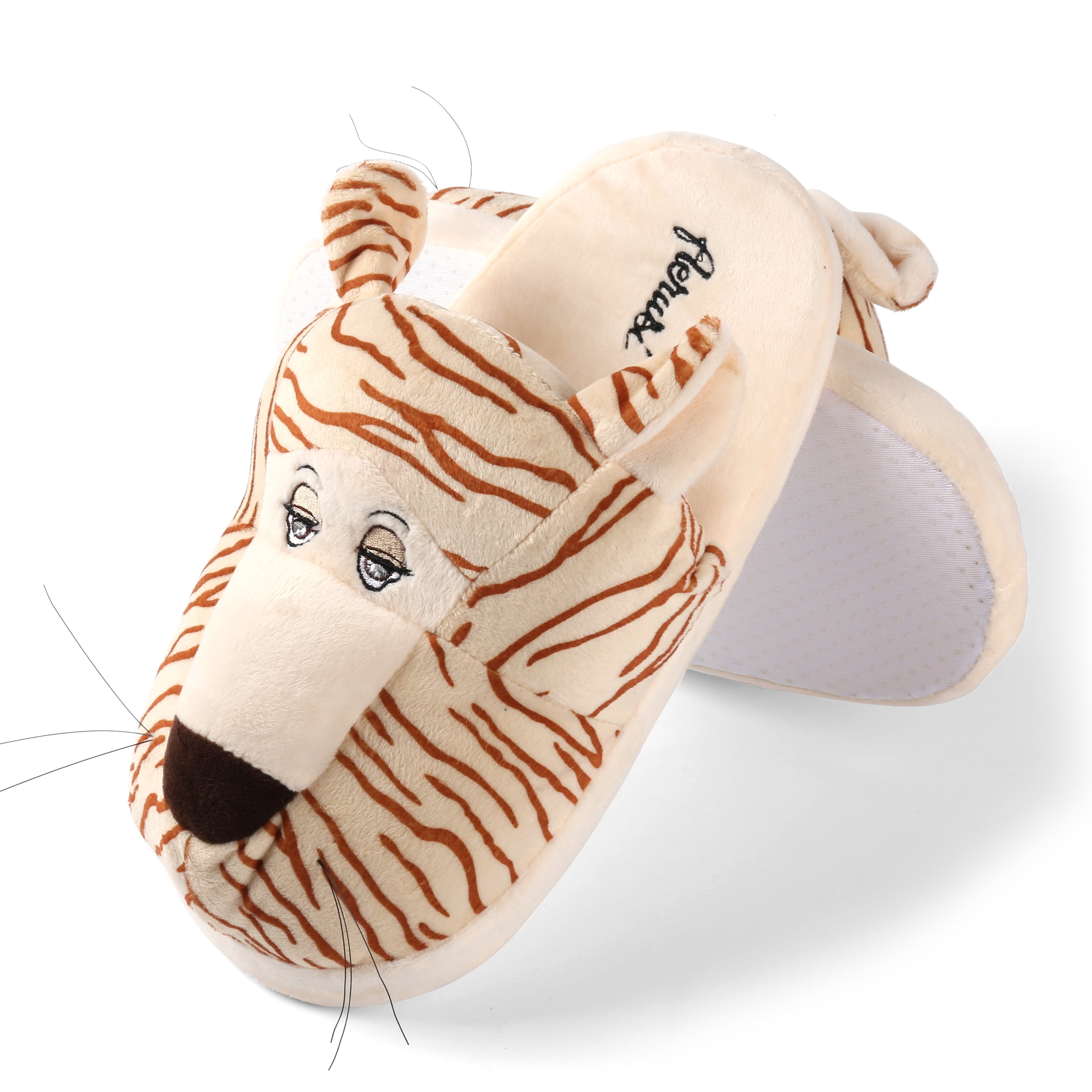 Adults's Plush Cartoon Animal Cozy House Slippers for Indoors (Tiger)