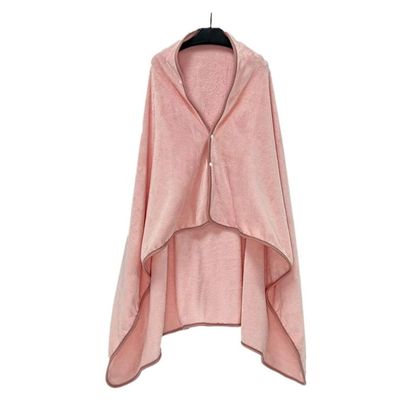 Bearachild Manta cálida de invierno para oficina, ropa, mantas de lana para regazo para mujer, manta Poncho con capa de franela Suministros térmicos mi
