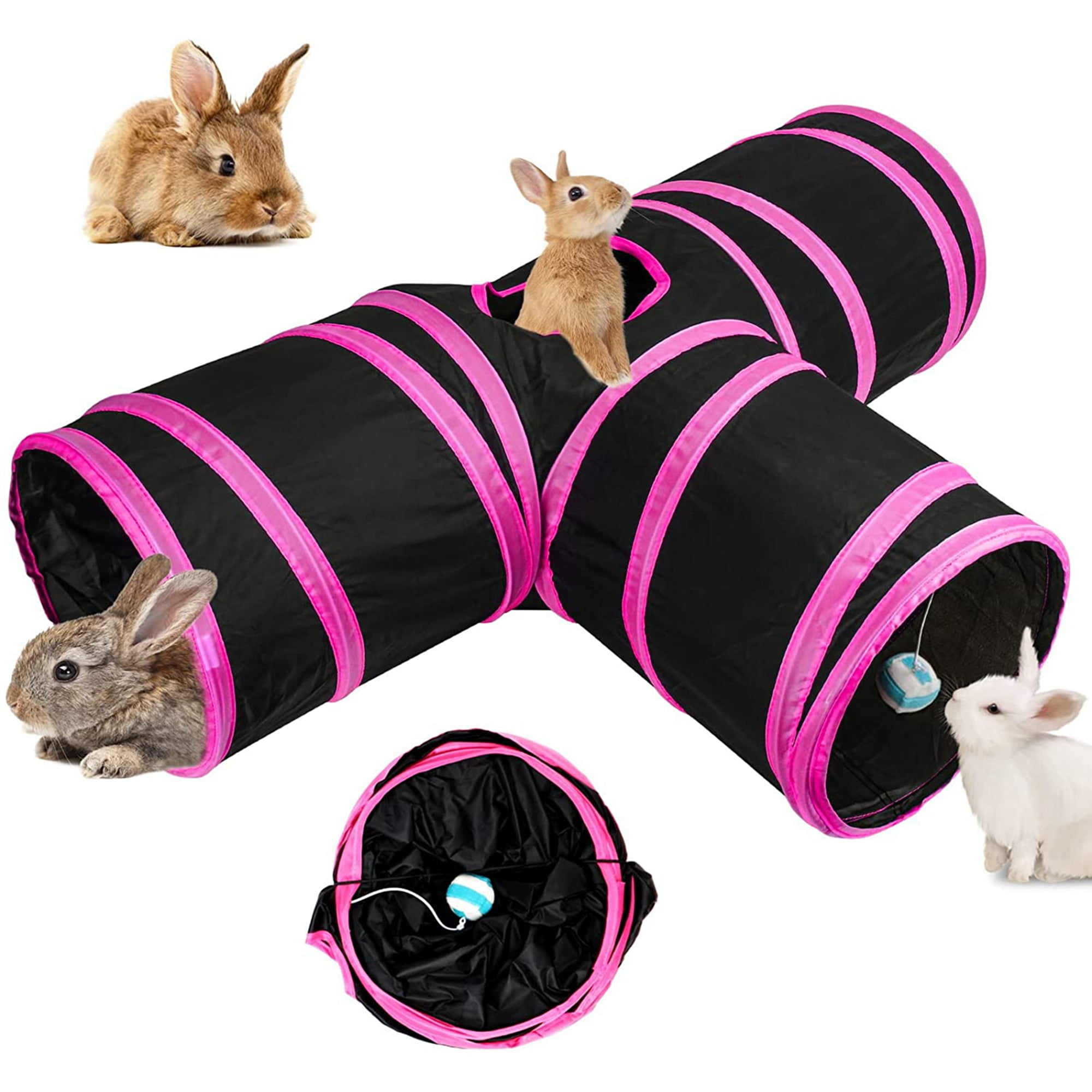 Bunny Tunnels Tubes Collapsible 3 Way Bunny Hideout Small Pets Activity