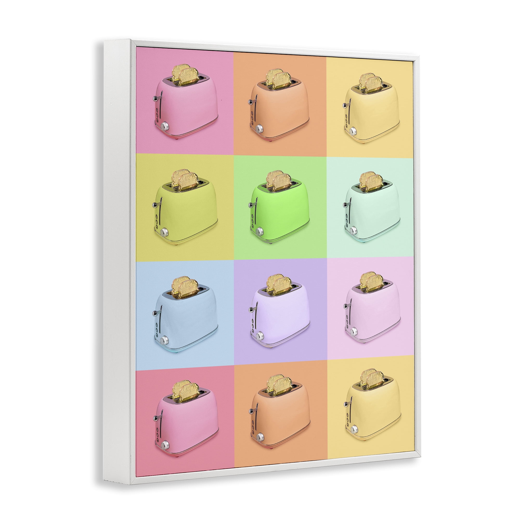Stupell Industries Golden Disco Toaster Collage White Framed Giclee Art, design by LISH Creative