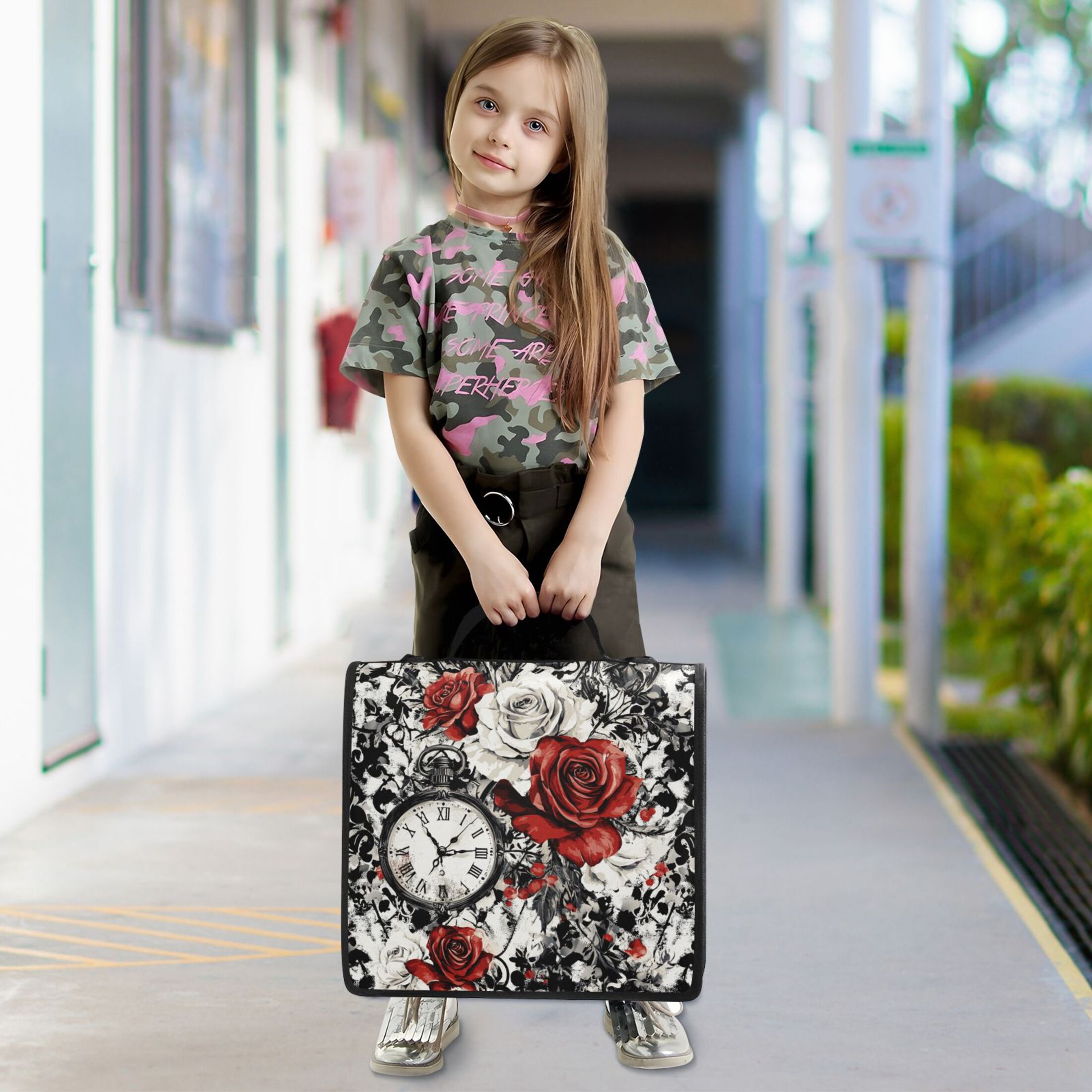 YAZAOO Zipper Binder trapper keeper Documents Organized Design Timeless Roses Printed