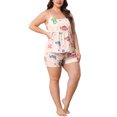 thumbnail image 4 of Agnes Orinda Women's Plus Size 2 Piece Nightwear Heart Pattern Cami and Boxer Shorts Cute Soft Lounge Pajamas Set 1X Beige, 4 of 6