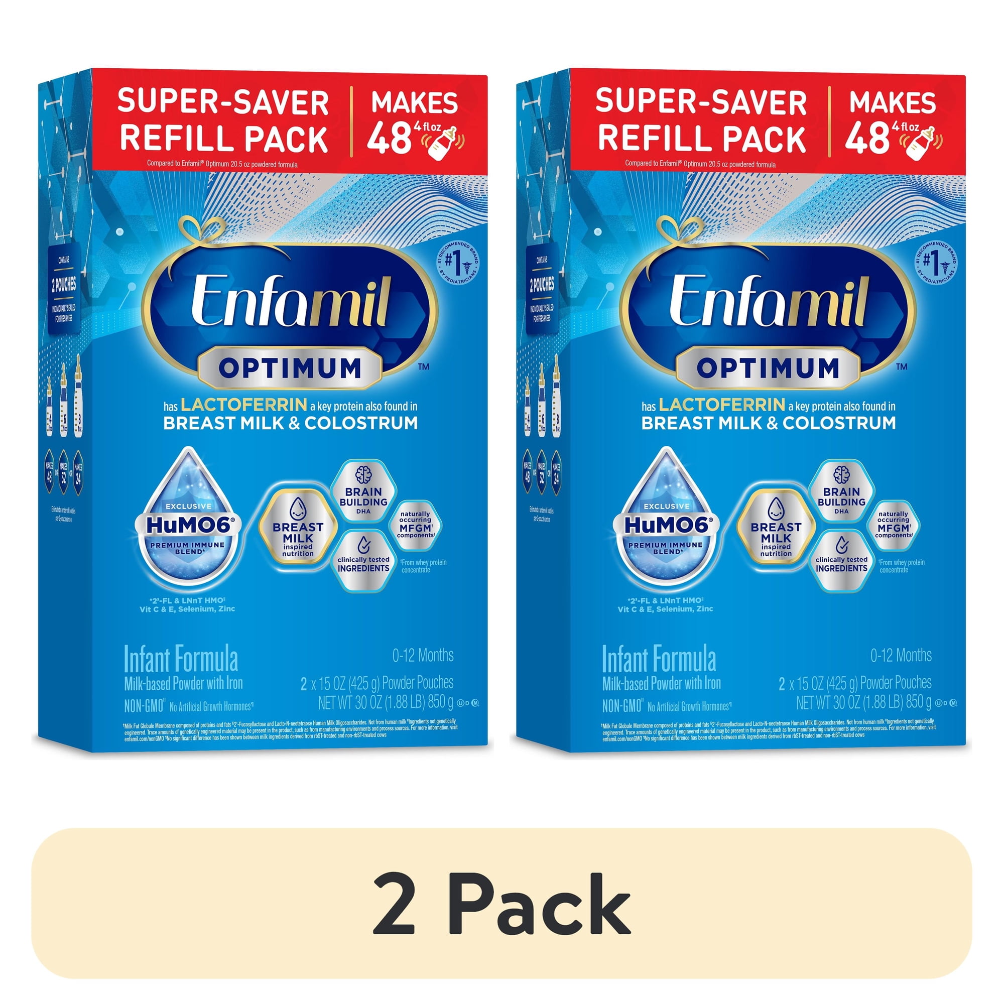(2 pack) Enfamil Optimum (Enspire) Powder Baby Formula, Our Closest to Breast Milk, 30 oz Refill