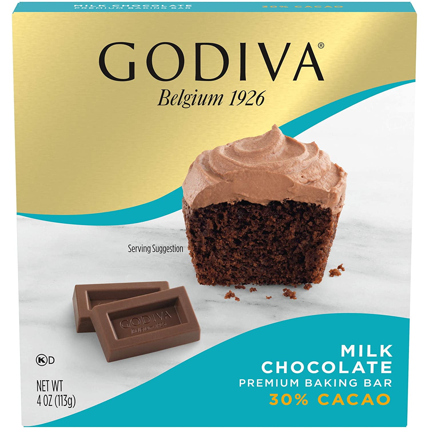 GODIVA Milk Chocolate Premium Baking Bar (4 oz Box. Pack of 12