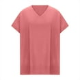 thumbnail image 4 of Oversized Knitted Tops for Women Batwing Short Sleeve V Neck Loose Fit Solid Pullover Shirts Trendy Jumper Pink,XL, 4 of 6