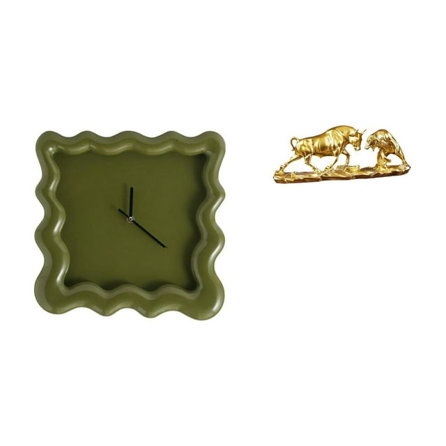 Reloj de pared cuadrado, figura de toro, Feng Shui, estatua de oso y toro, obra de arte moderna, esculturas de ganado chino, escultura de animal para