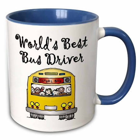 3dRose Worlds Best Bus Driver. - Two Tone Blue Mug,