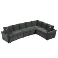 thumbnail image 3 of Sectional Couches for Living Room, Convertible Sectional Sofa L Shaped Couch with Pull Out Ottoman and 2 Pillows, Built-in Charging Station, 6-Seat Small Couch for Small Spaces, Apartment, Grey, 3 of 9
