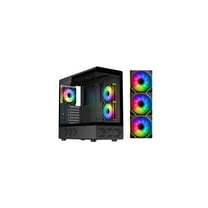 DIYPC IDX1-BK-ARGB Black USB3.0/ Type C Tempered Glass ATX Gaming Computer Case w/ Dual Tempered Glass Panel and 3 x ARGB PWM Fans (Pre-Installed)