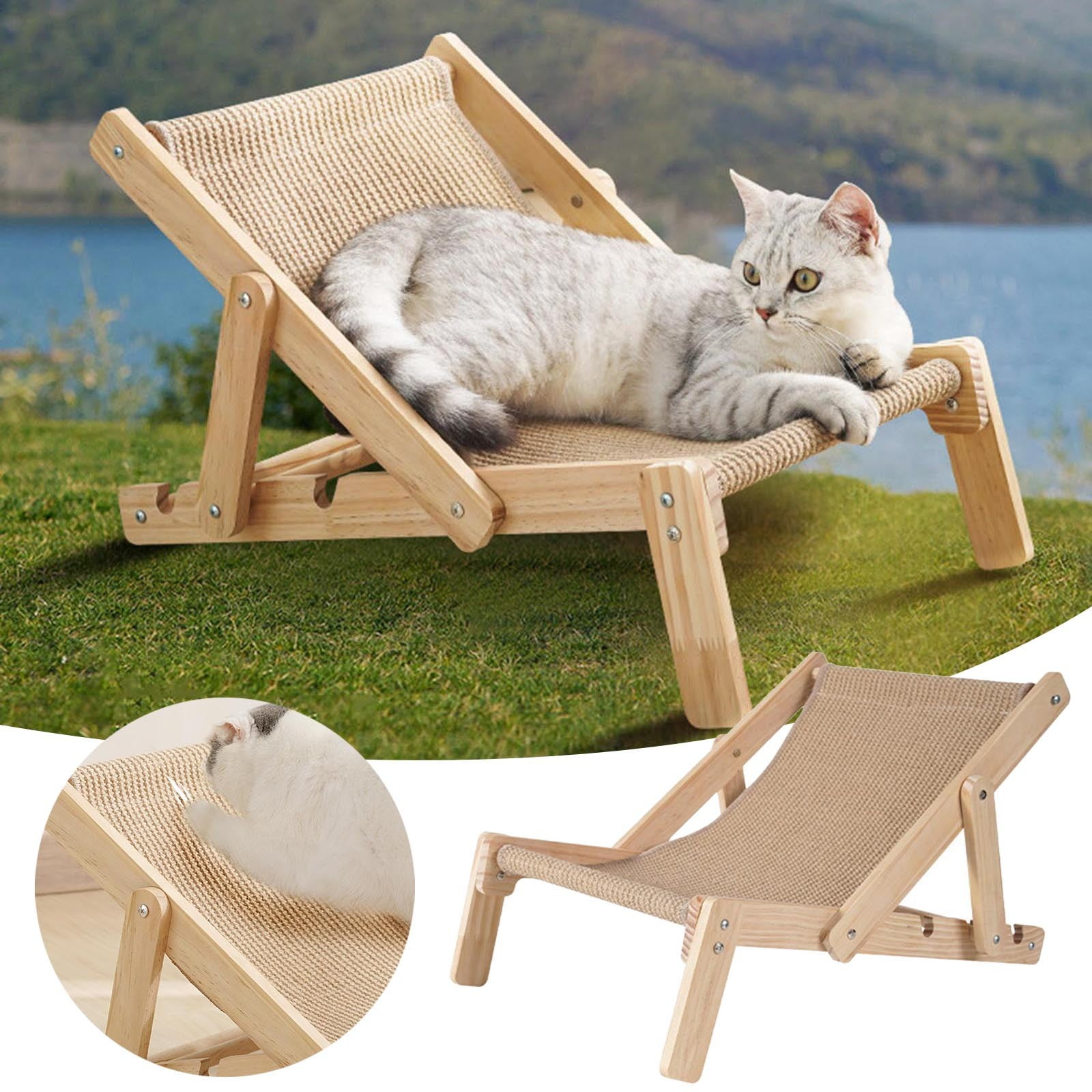 Celerypets Cat Lounger Chair with Adjustable Positions and Sisal Scratcher Bed for Indoor Feline Comfort