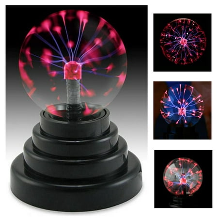 Moaere 3'' Plasma Ball Lamp Large Electric Globe Static Light Sensitive Lightning Glass Sphere with Touch Sound and Mini Tesla Energy Coil is Best Science Toy Nightlight for