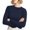 Navy, variant on ManxiVoo Women's Versatile Striped Round Neck Knit Sweater Soft Warm Layering Top for Autumn Winter L Size Beige