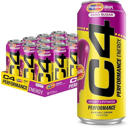Cellucor C4 Energy Performance Grape Popsicle, 12 Pack of 16oz Cans