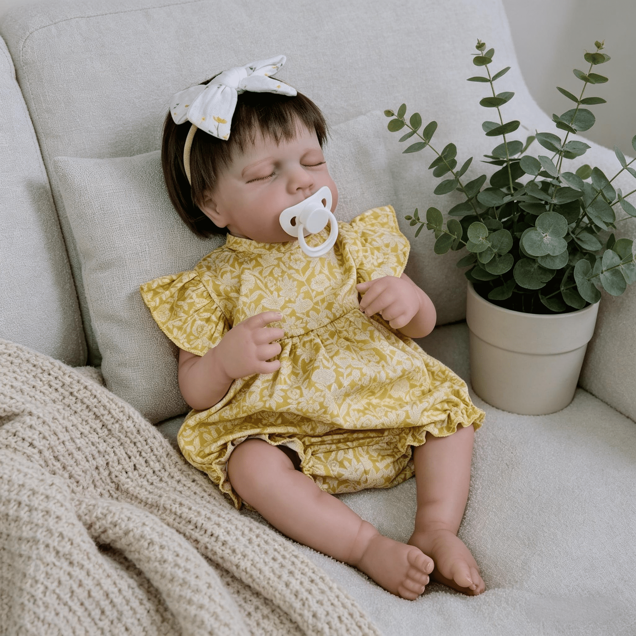 20 Inch Realistic Reborn Baby Dolls Girl Loulou Newborn Baby Doll Full Body Vinyl Silicone
