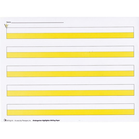Kindergarten Highlighter Writing Paper -Package of 50