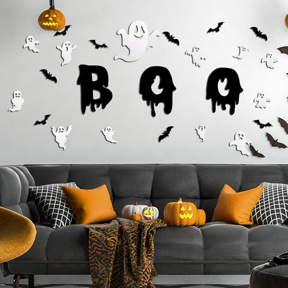Wall Stickers Halloween Garage Door Decorations Magnetic 3D Different Sizes Bat Spider Ghost Stickers Haunted House Decor