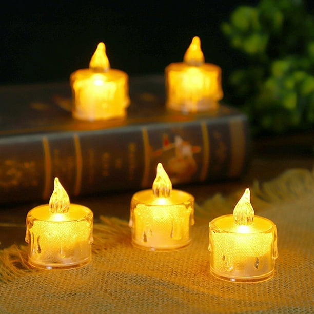WEUVEB 12Ud Velas LED Sin Llama Con Transparente Y Botón Para Uso Práctico Decorativo