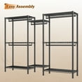 thumbnail image 3 of 74.5" W Clothes  Rack Heavy Duty Garment Rack Closet Organizer with 8 Shelves & 5 Hanger Rods,Black, 3 of 9