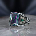 thumbnail image 4 of Roarsilver Mystic Topaz Silver Ring-Mens Handmade Ring-Men's Rings-Gift for Him and Her-925 Rings for Men-Handmade Mystic Topaz Ring-Men's Topaz Ring | 15, 4 of 5