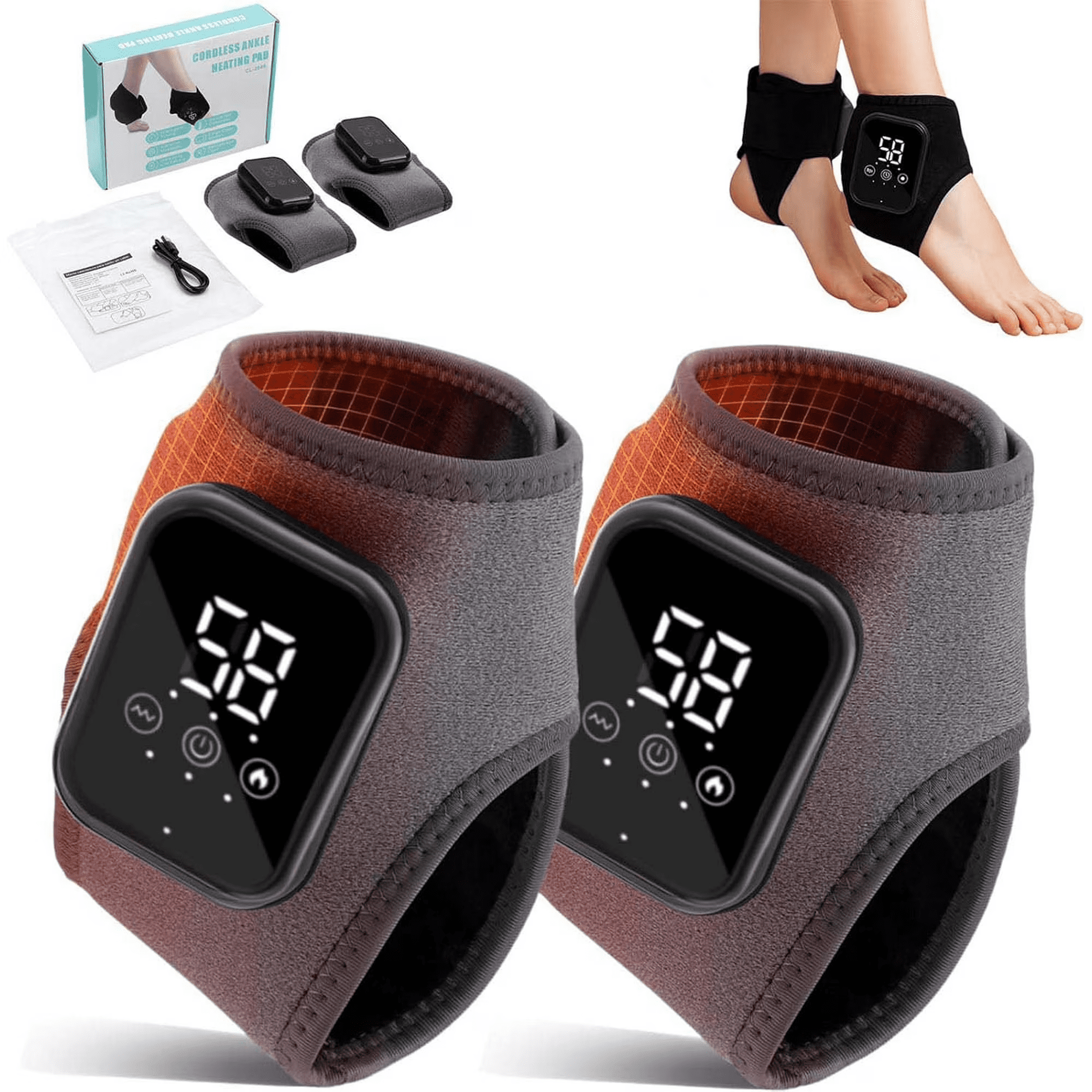 TripleHBB Foot Massager for Neuropathy,3-in-1 Cordless Foot and Ankle Massager for Heel, Arch & Ankle Relief,Foot Massager with 3 Vibration Modes & 3 Heat Levels, 2000mAh Rechargeable