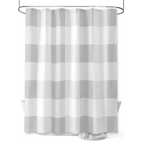 Boanket Polyester Fabric Grey Plaid Shower Curtain, Spring Summer Farmhouse Buffalo Checkered Waterproof Bathtub Curtain Bathroom Decor Set with Hooks 36 x 72 Inches,