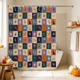 thumbnail image 4 of Purple Orange Blue Plaid Shower Curtain, Waterproof Shower Curtains for Bathroom, Moon Floral Cat Checked Washable Fabric Bathtub Curtain Set Bath Decor with 12 Hooks Stall 36"x72", 4 of 8