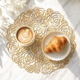 thumbnail image 5 of THOPBPRK Elegant Heat Resistant Placemats Foil Stamped Floral Dining Table Mats Rose Garden Charger Plates Hollow Out Round Tabletop Decor for Holiday Dinner Parties Wedding Receptions , Rose Gold, 5 of 6