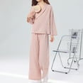 thumbnail image 5 of XuJwPNcy Pajamas for Women Set 2 Piece Long Sleeve Robes and Wide Leg Pants Sets Loungewear Outfits with Pockets, 5 of 7