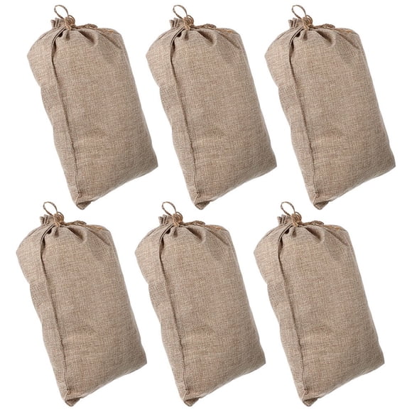 LOVEVER 6pcs Fruits Vegetable Storage Burlap Bags Burlap Drawstring Sacks Strong Potato Sacks